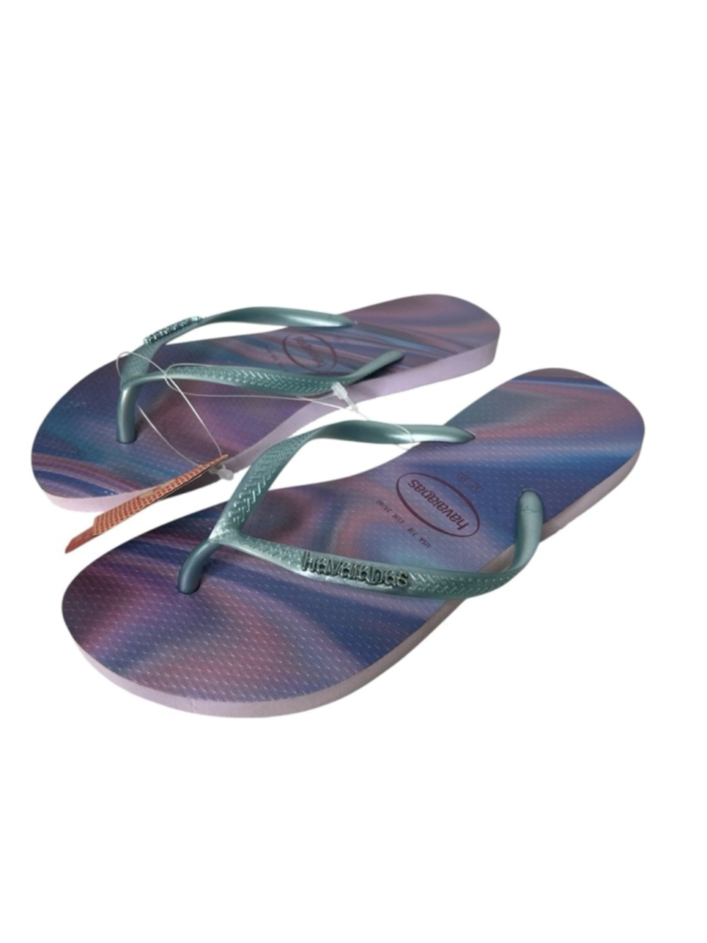 Havaianas Womens Slim Iridescent Beach Flip Flops Sandals Quiet Lilac Purple 7/8